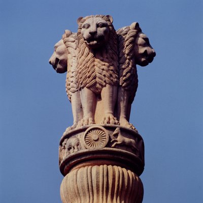 Detail von einer Ashoka-Säule von Indian School